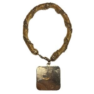 Park Lane Gold Tone Twisted Chain Style Bracelet with Square Charm Vtg J-8G